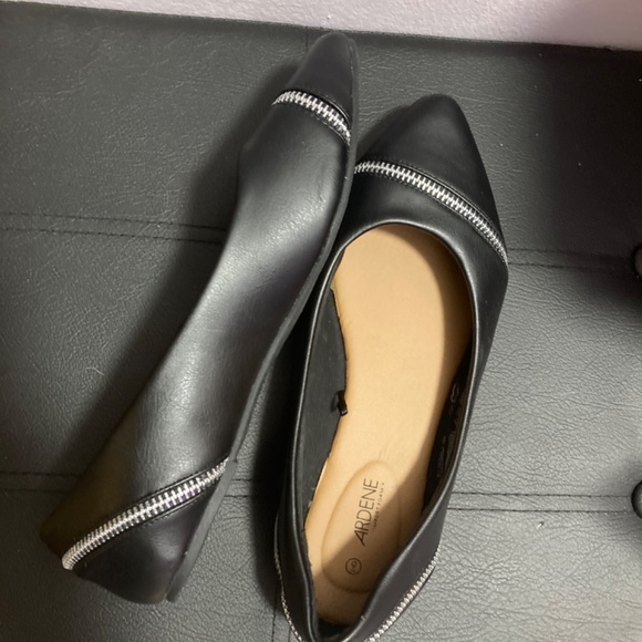 No Longer Available - Black Flats w Decorative Zipper - Picture 3 of 3